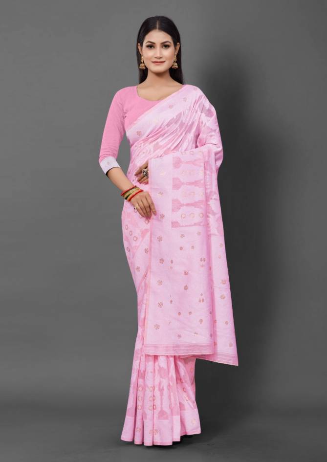 Apple Linen Jacquard 34 Casual Wear Wholesale Cotton Silk Sarees
